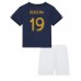 Billige Frankrike Karim Benzema #19 Hjemmetrøye Barn VM 2022 Kortermet (+ korte bukser)